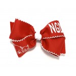 Nan Grey Davis  (Red) / White Pico Stitch Bow - 6 Inch